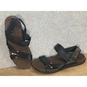 Merrell W Sandals Sz 8 Select Grip Cork Black Leather Straps Comfort Shoe Edgy